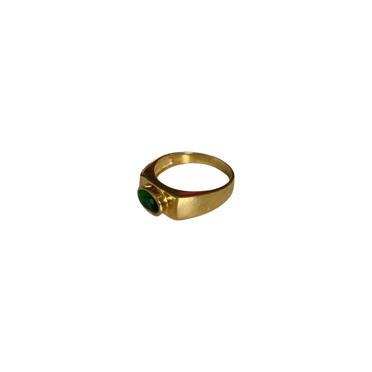 Solid 9K Yellow Gold Emerald Anubis Ring