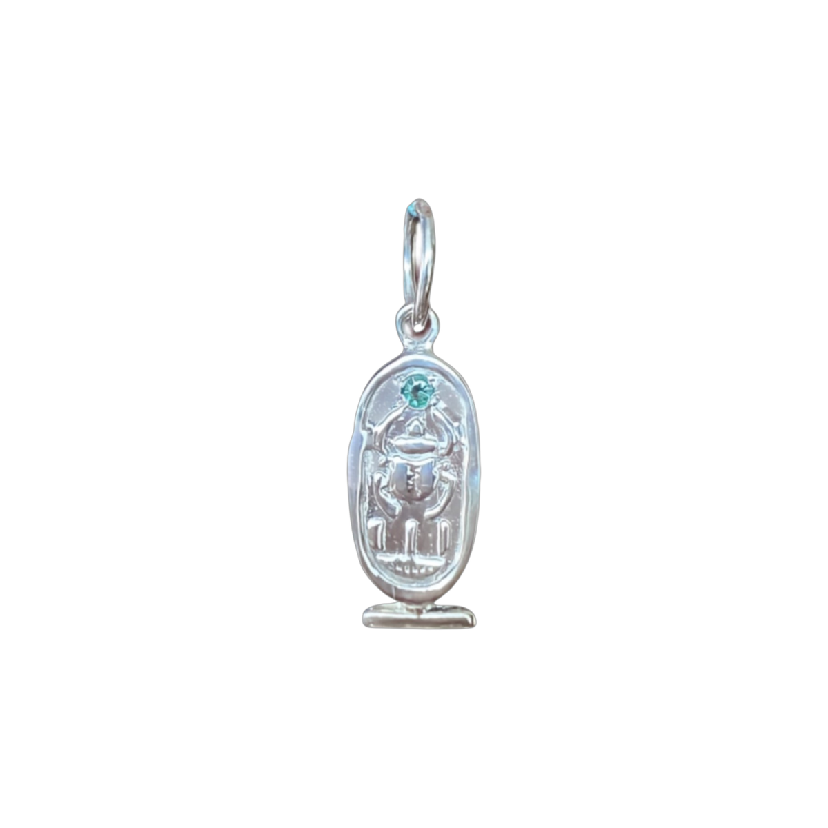 Sterling Silver Emerald Khartouche Pendant