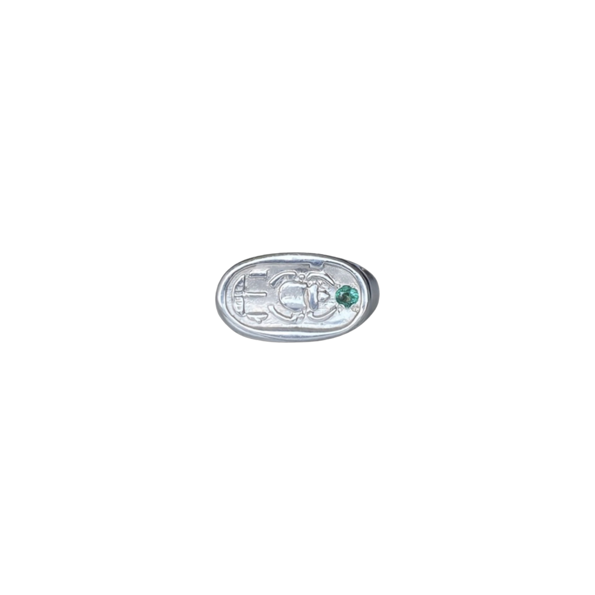 Sterling Silver Emerald Khartouche Ring