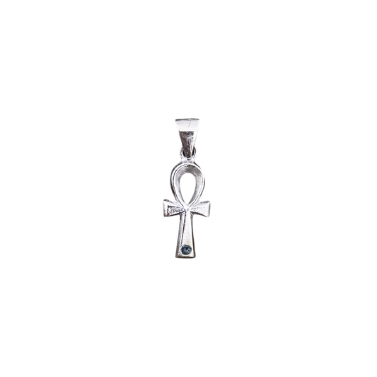 Sterling Silver Sapphire Ankh pendant
