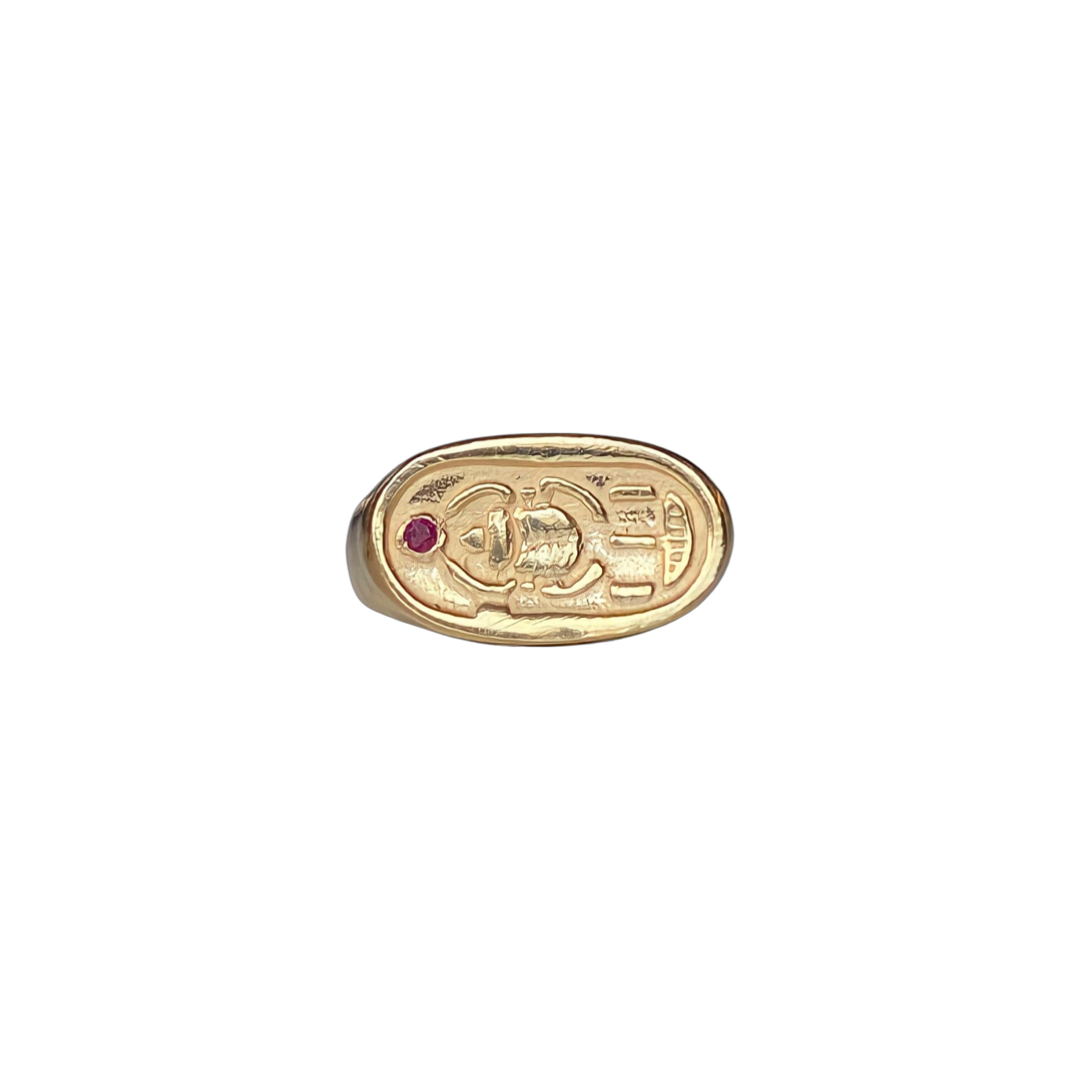 Gold Plated Scarab Signet Ring