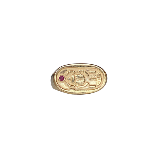 Solid 9K Yellow Gold Ruby Signet Ring