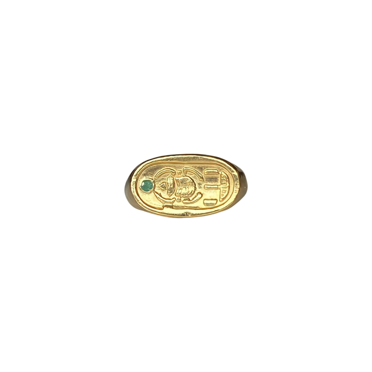 Solid 9K Yellow Gold Emerald Signet Ring