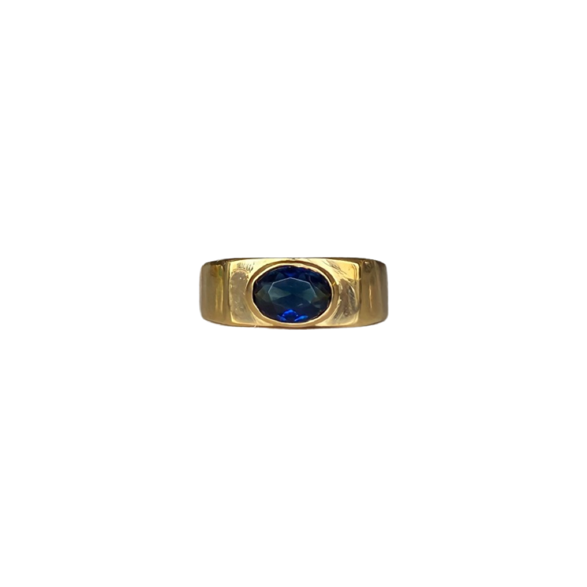 Solid 9K Yellow Gold Sapphire Anubis Ring