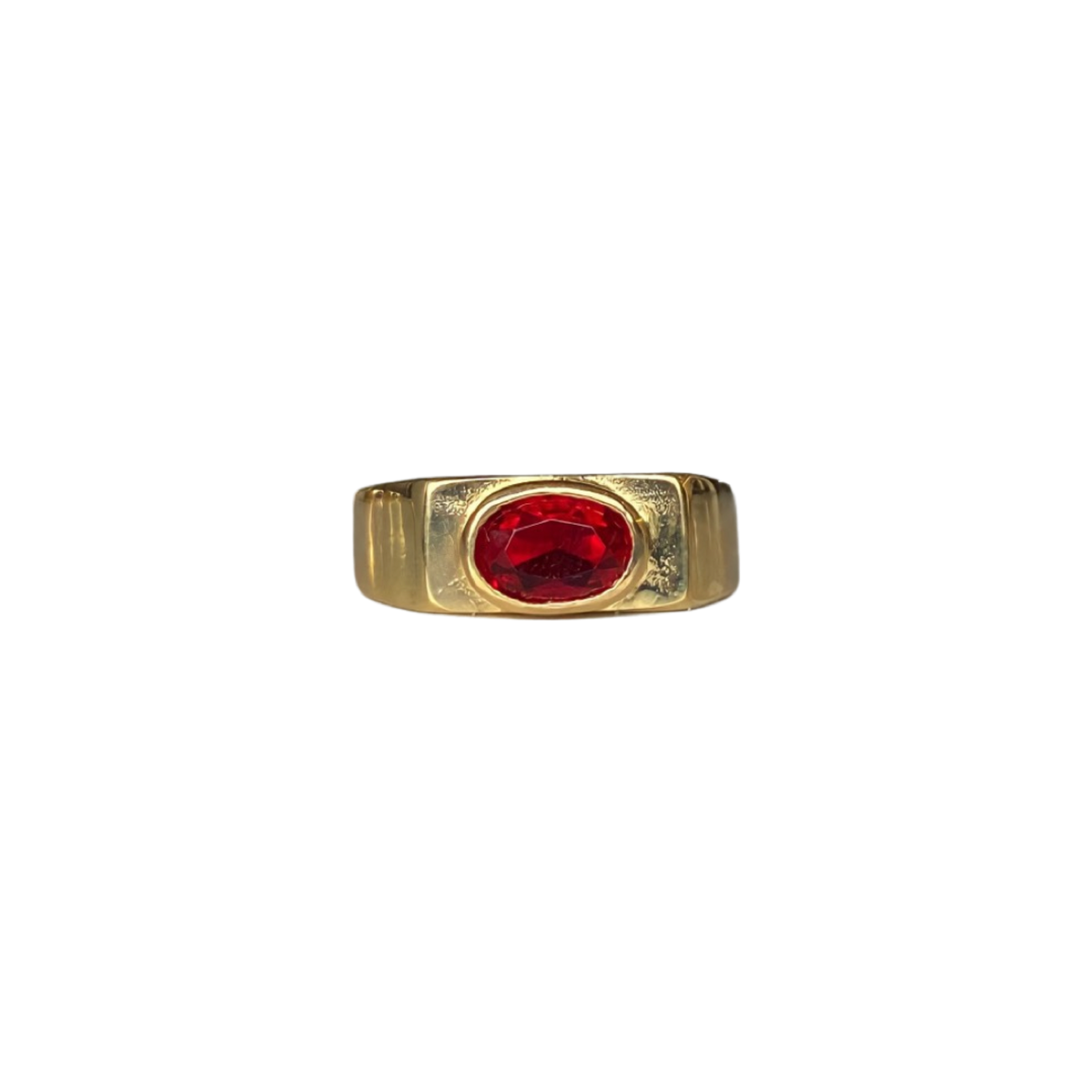 Gold Plated  Ruby Anubis Ring