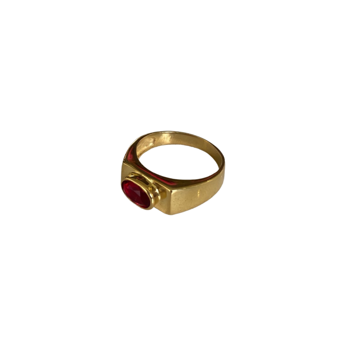 Gold Plated  Ruby Anubis Ring