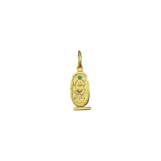 Solid 9K Yellow Gold Emerald Khartouche Pendant