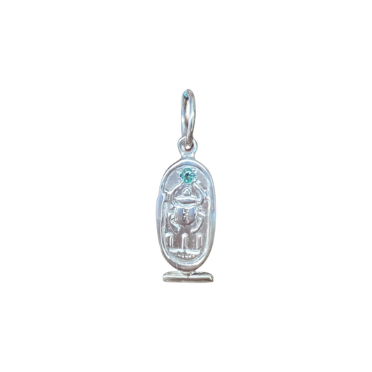 Sterling Silver Emerald Khartouche Pendant